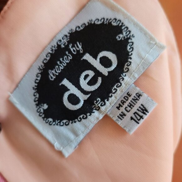 Deb Pink Strapless Beaded Ombre Formal Gown With Tulle Overlay size 14W - Picture 7 of 7